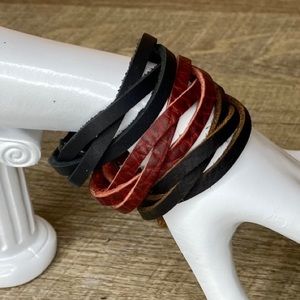 Set of 3! leather braided bracelets. Handmade jewelry. stackable bundle